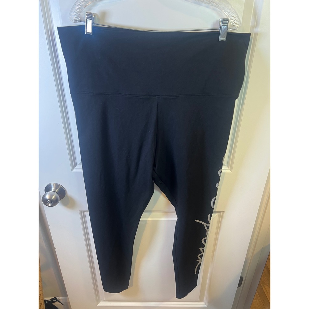 PINK Victoria's Secret Womens‎ Leggings Silver Metallic Logo Black XXL